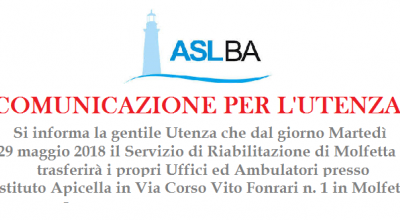 Avviso Asl Ba traferimento uffici Ambulatori presso Apicella 1 Avviso Asl Ba traferimento uffici Ambulatori presso Apicella 1