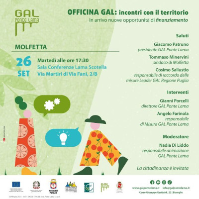 Officina GAL: appuntamento a Molfetta per la costruzione di nuove opportunit...