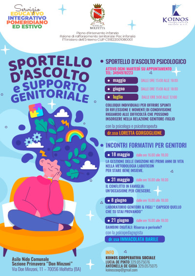 Sportello di ascolto e supporto genitoriale presso l&rsquo;Asilo Nido Comunal...