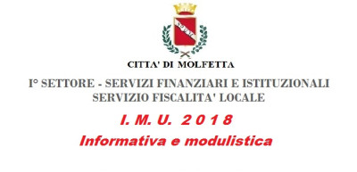 Settore I Servizi Finanziari e Istituzionali Imu 2018 1 Settore I Servizi Finanziari e Istituzionali Imu 2018 1