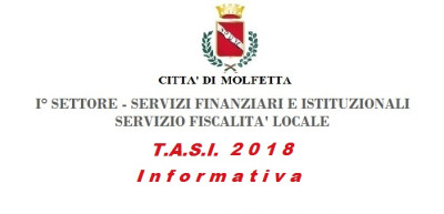 Settore I Servizi Finanziari e Istituzionali TASI 2018 Settore I Servizi Finanziari e Istituzionali TASI 2018