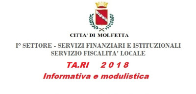 Settore I Servizi Finanziari e Istituzionali Tari 2018 Settore I Servizi Finanziari e Istituzionali Tari 2018