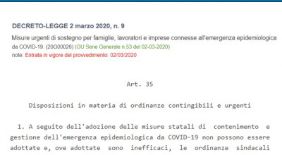 Decreto Coronavirus: disposizioni sulle ordinanze sindacali