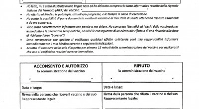 Campagna vaccinale adulti: il modello per la terza dose da compilare per acce...