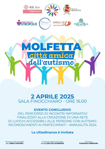 Molfetta città amica dell’autismo. Il 2 aprile riconoscimenti ai...